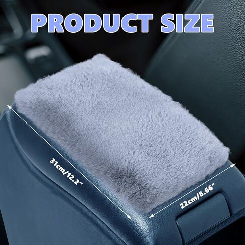 Furry Car Armrest Cover, Soft Rabbit Fur Auto Center Console Cover, Fluffy Car Armrest Seat Box Cover Protector, Universal Middle Console Pad Decoration Car Accessories (Black) in Kuwait