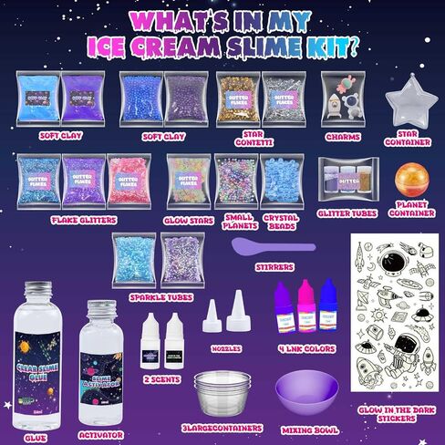 مجموعة Mini Ice Cream Slime For Girls ، طقم صنع الوحل الزبدة الرقيقة ، مجموعة SIY Slime مع 30+ قطعة للأعمار من 8 إلى 12 عامًا ، فكرة هدية عطلة ممتعة لعيد الميلاد وعيد الفصح in Kuwait