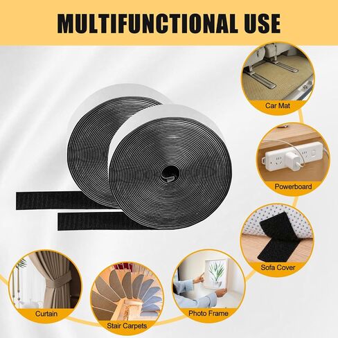 Hook and Loop Tape with Adhesive 5.1'' x 20 Feet, Self Adhesive Hook and Loop Strips Keep Sofa Cushions from Sliding, Keep Carpet in Place, Heavy Duty Non Slip Cushion Pads Sheets-Black in Kuwait