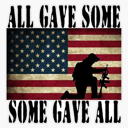 HOF Trading Memorial Day All Gave Some Some Gave All Pride Vinyl Sticker Waterproof Decal Laptop Wall Window Bumper Sticker 5" in Saudi Arabia