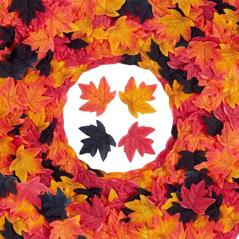 Fall Leaves Fake Artificial Maple Leaf Leaves for Table Home Events Crafts Fall Party Wedding Thanksgiving Halloween Autumn Decorations 200pcs Red Gold Green Faux Fall 3.4" Decor in Kuwait
