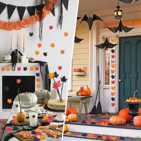 Fall Leaves Fake Artificial Maple Leaf Leaves for Table Home Events Crafts Fall Party Wedding Thanksgiving Halloween Autumn Decorations 200pcs Red Gold Green Faux Fall 3.4" Decor in Kuwait