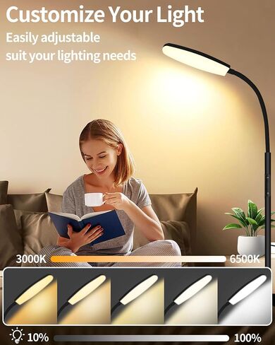 Light Therapy Lamp, 10000 Lux UV-Free Happy Therapy Lamp, Full Spectrum Sunlight Lamp with Remote Control, Light Therapy Floor Lamp with 10 Color Temperature & 6 Brightness & Timer in Saudi Arabia
