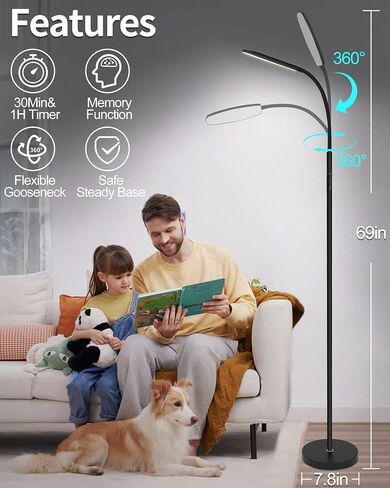 Light Therapy Lamp, 10000 Lux UV-Free Happy Therapy Lamp, Full Spectrum Sunlight Lamp with Remote Control, Light Therapy Floor Lamp with 10 Color Temperature & 6 Brightness & Timer in Saudi Arabia