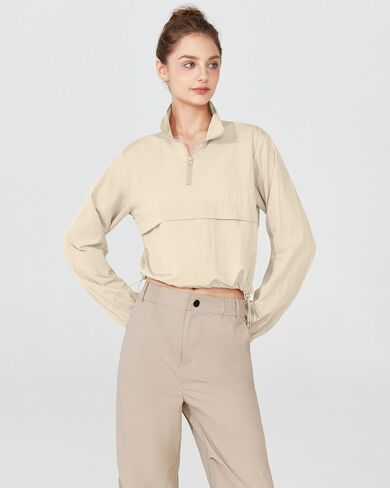 Locachy Women's Lightweight Quarter Zip Athletic Jacket Long Sleeve UPF 50+ Sun Protection Workout Outdoor Pullover Top in Saudi Arabia