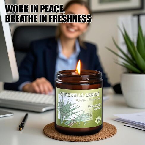 شموع Citronella في الهواء الطلق والداخلية ، LCDGTJ 2 حزمة Lemongrass معطرة شمعيات شمع الصويا الطبيعية في جرة زجاجية لحديقة الفناء ساحة المنزل شرفة التخييم الصيف الفناء الخلفي ، لمدة 120 ساعة طويلة الحرق in Saudi Arabia