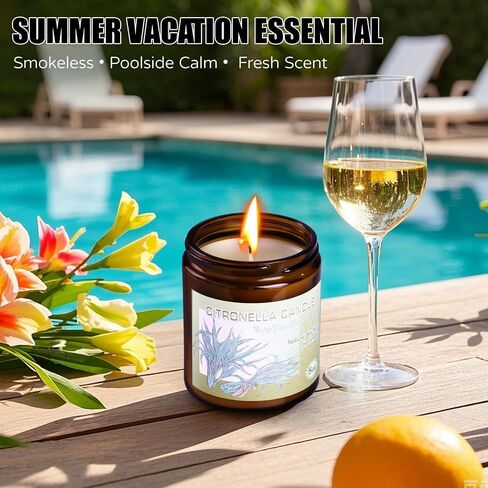 شموع Citronella في الهواء الطلق والداخلية ، LCDGTJ 2 حزمة Lemongrass معطرة شمعيات شمع الصويا الطبيعية في جرة زجاجية لحديقة الفناء ساحة المنزل شرفة التخييم الصيف الفناء الخلفي ، لمدة 120 ساعة طويلة الحرق in Saudi Arabia