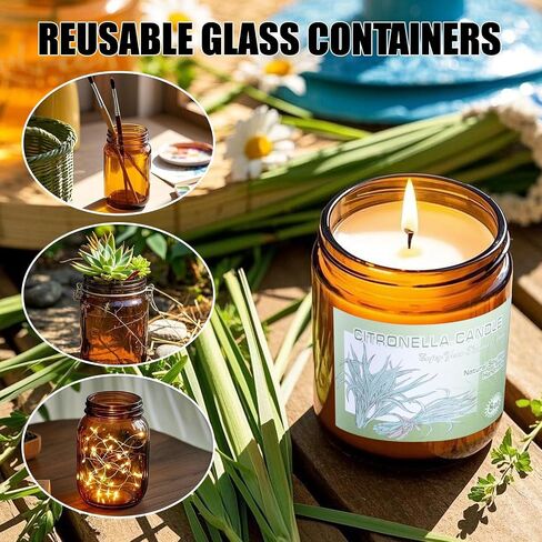 شموع Citronella في الهواء الطلق والداخلية ، LCDGTJ 2 حزمة Lemongrass معطرة شمعيات شمع الصويا الطبيعية في جرة زجاجية لحديقة الفناء ساحة المنزل شرفة التخييم الصيف الفناء الخلفي ، لمدة 120 ساعة طويلة الحرق in Saudi Arabia