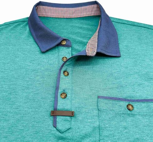 Golf Polos for Men Casual Shirts Classic Button Basic Short Sleeve Shirt Solid Tees Golf Stylish Tops with Pocket in Saudi Arabia