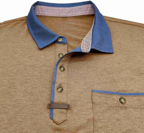 Golf Polos for Men Casual Shirts Classic Button Basic Short Sleeve Shirt Solid Tees Golf Stylish Tops with Pocket in Saudi Arabia