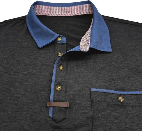 Golf Polos for Men Casual Shirts Classic Button Basic Short Sleeve Shirt Solid Tees Golf Stylish Tops with Pocket in Saudi Arabia