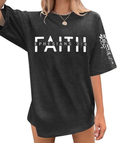 UNIQUEONE Christian Shirts for Women Faith Shirts Jesus Tshirt Oversized Christian Graphic Tees Tops in Saudi Arabia