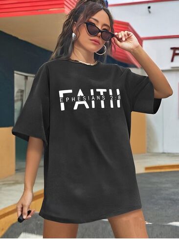 UNIQUEONE Christian Shirts for Women Faith Shirts Jesus Tshirt Oversized Christian Graphic Tees Tops in Saudi Arabia