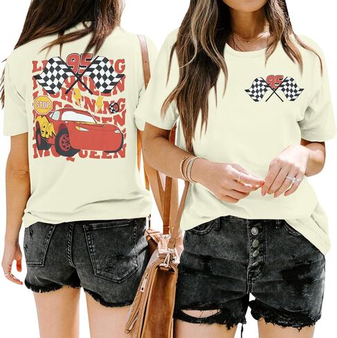 Racing Shirt for Women Race Checkered Flag T Shirt Racing Lover Tee Fast Cars Short Sleeve Tops in Saudi Arabia