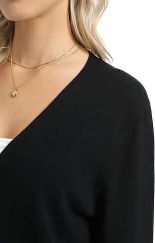 QUALFORT Women's 100% Cotton Midweight V-Neck Button Down Cardigan Sweaters with Pockets in Saudi Arabia
