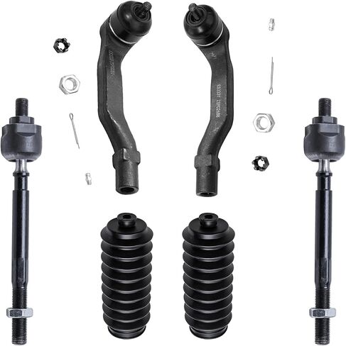 Detroit Axle - Front 6pc Tie Rods Kit for 97-01 Honda CR-V, 4 Inner & Outer Tie Rods 2 Boots 1997 1998 1999 2000 2001 Replacement in Saudi Arabia