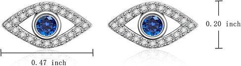 Evil Eye Earrings Stud for Women Blue Sapphire Cute Piercing Sterling Silver Earring Cubic Zirconia in Saudi Arabia