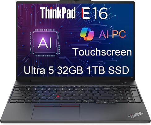كمبيوتر محمول ThinkPad T16 Gen 2 Business (16 بوصة FHD+ مضاد للتوهج، 10-Core i7-1355U، 48 جيجابايت DDR5 RAM، 2 تيرابايت PCIe SSD)، قارئ بصمات الأصابع، كاميرا ويب 1080 بكسل، إيثرنت، نوع C، Wi-Fi 6E، Win 11 Pro مع مساعد الطيار AI، أسود in Kuwait