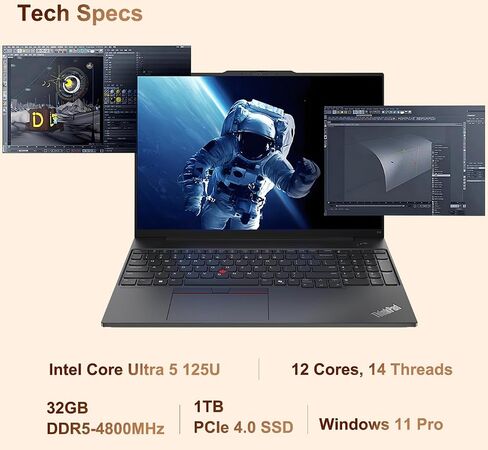 كمبيوتر محمول ThinkPad T16 Gen 2 Business (16 بوصة FHD+ مضاد للتوهج، 10-Core i7-1355U، 48 جيجابايت DDR5 RAM، 2 تيرابايت PCIe SSD)، قارئ بصمات الأصابع، كاميرا ويب 1080 بكسل، إيثرنت، نوع C، Wi-Fi 6E، Win 11 Pro مع مساعد الطيار AI، أسود in Kuwait