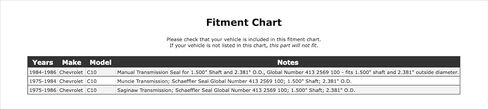 Rear Manual Transmission Seal Compatible With Chevrolet C10 1986 1985 1984 1983 1982 1981 1980 1979 1978 1977 1976 1975 P-2567066 in Saudi Arabia
