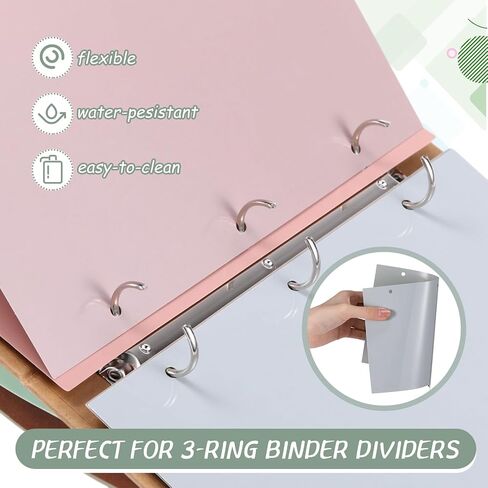 Honoson 12 Sets 5 Tab Binder Dividers with Tabs for 3 Ring Binders 5.5 × 8.5 بوصة من المقاطعات متعددة الألوان مع فيلم بلاستيكي 3 ثقب مقسمات مقسم in Kuwait