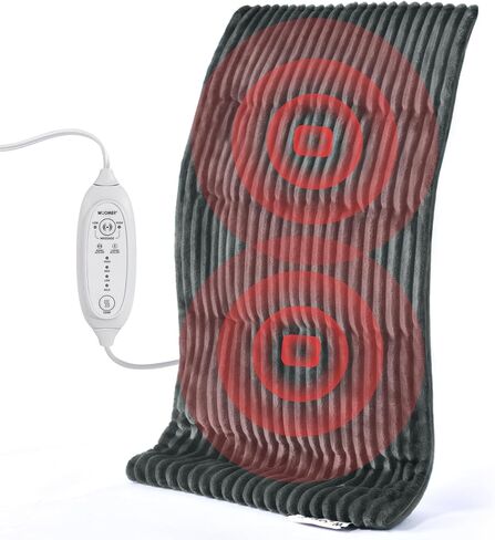 WOOMER Weighted Massage Electric Heating Pad for Back Pain, Neck and Shoulders Cramps Relief, 12’’x24’’, 3.7lb BPA-Free and Non-Toxic Beads, 4 Heat Settings, 4 Massage Modes, 2h Auto-Off in Saudi Arabia
