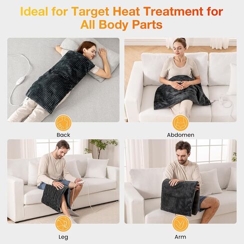 WOOMER Weighted Massage Electric Heating Pad for Back Pain, Neck and Shoulders Cramps Relief, 12’’x24’’, 3.7lb BPA-Free and Non-Toxic Beads, 4 Heat Settings, 4 Massage Modes, 2h Auto-Off in Saudi Arabia