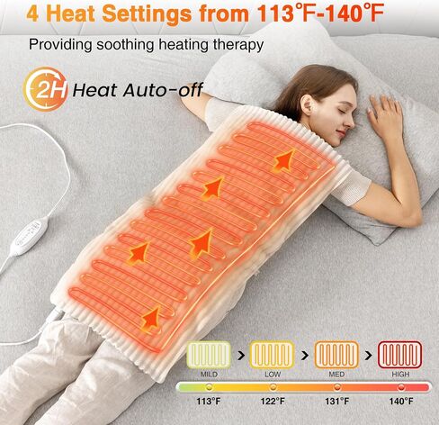 WOOMER Weighted Massage Electric Heating Pad for Back Pain, Neck and Shoulders Cramps Relief, 12’’x24’’, 3.7lb BPA-Free and Non-Toxic Beads, 4 Heat Settings, 4 Massage Modes, 2h Auto-Off in Saudi Arabia