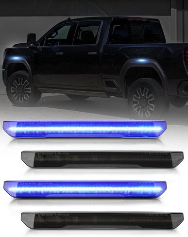 Upgrade Front & Rear Amber LED Fender Side Marker Light Compatible with GMC Sierra 2500HD 3500HD 2020-2024 Pickup Side Parking Position Turn Signal Lamp, Smoked Lens LED 4PCS in Saudi Arabia