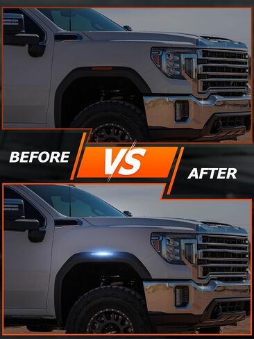 Upgrade Front & Rear Amber LED Fender Side Marker Light Compatible with GMC Sierra 2500HD 3500HD 2020-2024 Pickup Side Parking Position Turn Signal Lamp, Smoked Lens LED 4PCS in Saudi Arabia