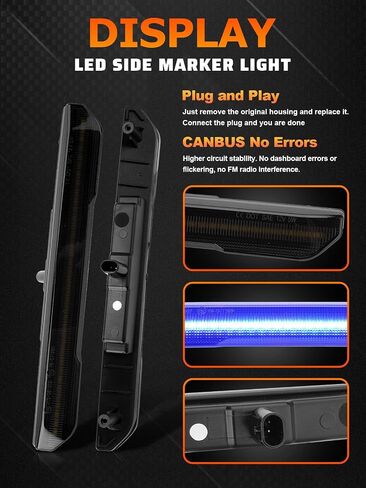 Upgrade Front & Rear Amber LED Fender Side Marker Light Compatible with GMC Sierra 2500HD 3500HD 2020-2024 Pickup Side Parking Position Turn Signal Lamp, Smoked Lens LED 4PCS in Saudi Arabia