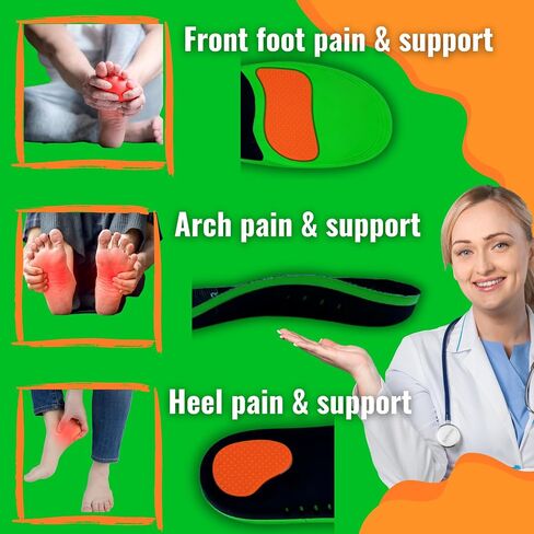 Plantar People Orthotic Insoles Full Length with Arch Supports & Silicone Heel Pads, Metatarsal and Heel Cushion for Plantar Fasciitis Treatment (M) in Saudi Arabia