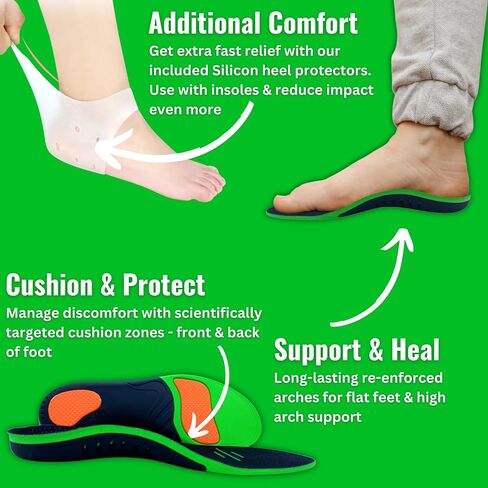 Plantar People Orthotic Insoles Full Length with Arch Supports & Silicone Heel Pads, Metatarsal and Heel Cushion for Plantar Fasciitis Treatment (M) in Saudi Arabia