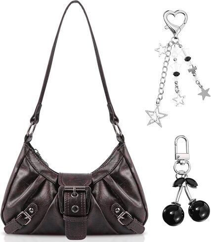 Abbylike Y2k Purse for Women Vintage Shoulder Bag with Goth Chains Buckle Punk Purse Clutch Handbag Bags for Y2k Girl Gift in Saudi Arabia