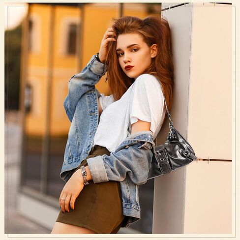 Abbylike Y2k Purse for Women Vintage Shoulder Bag with Goth Chains Buckle Punk Purse Clutch Handbag Bags for Y2k Girl Gift in Saudi Arabia