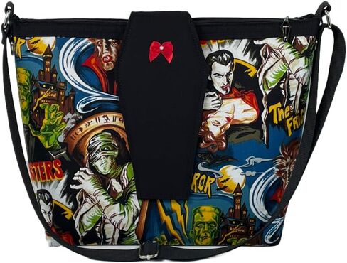 الرعب الكلاسيكي Universal Monsters حقيبة يد ث/تابوت رفرف - القطن - أفلام مخيفة خمر هوليوود دراكولا فرانكشتاين بالذئب مومياء in Saudi Arabia