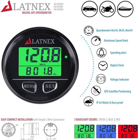 GPS97 Speedometer Odometer Waterproof 3 Backlight Colors & Resettable Odometer. Universal Suitable for Vehicles Bikes & More (Chrome Chrome) in Kuwait