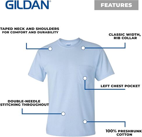 Gildan Mens T-Shirt, Adult Ultra Cotton 6 Oz. Tee with Pocket, Multipack 1I3I6I10 Set of 10, XL Multicolor in Saudi Arabia