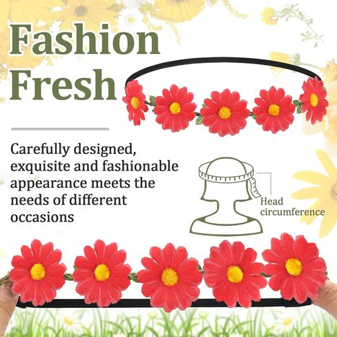 Bememo 12 Pieces Flower Headband Girl Women Daisy Flower Crown Hippie Floral Wreath Headband for Festival Wedding Bridal Party (Classic) in Saudi Arabia