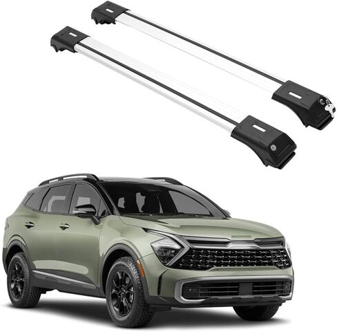 أشرطة Rack Rack Rack Erkul لعام 2023-2025 Kia Sportage X-Line AWD ، X-Pro ، X-Pro Prestige | أشرطة الألومنيوم مع قفل مكافحة السرقة للسطح | متوافق مع القضبان المرتفعة - الأسود in Saudi Arabia