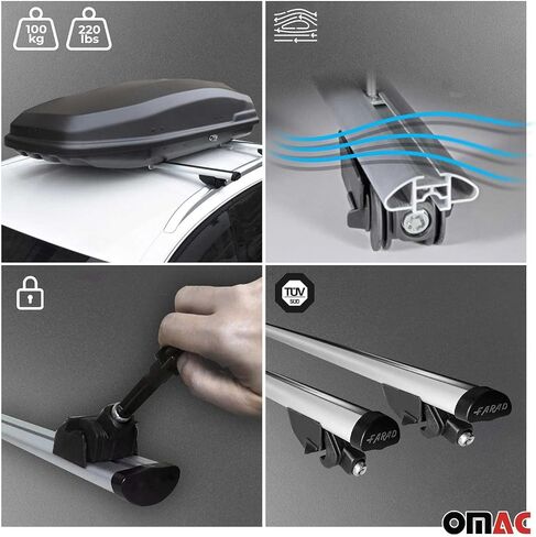 OMAC Cross Bars Roof Racks Aluminium for BMW X4 G02 2018-2023 Silver 2Pcs in Saudi Arabia