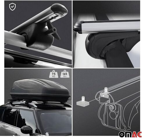 رفوف سقف Omac Cross Bars حامل الأمتعة متينة لـ Kia Rondo 2007-2010 Black 2 PCS مضاد للسرقة للسفر Kayak Canoe Surf التزلج على الجليد التزلج على الجليد in Kuwait