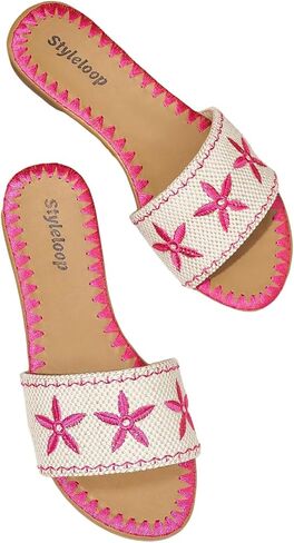 GORGLITTER Women's Summer Beach Flat Cute Sandals 2025 Floral Boho Slide Vacation Shoes in Saudi Arabia