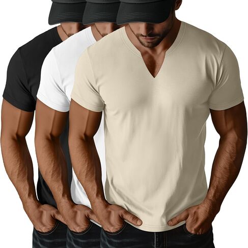 Huukaey 3 Pack Men Men Big and Tall ، V Neck Short Sleeve Plus Size Tops Casual Basic Tees Workout Gymatic Thatirts T in Kuwait
