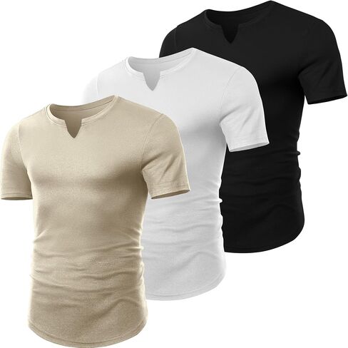Huukaey 3 Pack Men Men Big and Tall ، V Neck Short Sleeve Plus Size Tops Casual Basic Tees Workout Gymatic Thatirts T in Kuwait