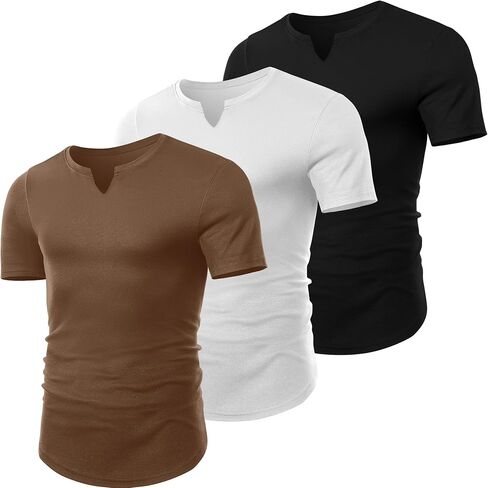Huukaey 3 Pack Men Men Big and Tall ، V Neck Short Sleeve Plus Size Tops Casual Basic Tees Workout Gymatic Thatirts T in Saudi Arabia