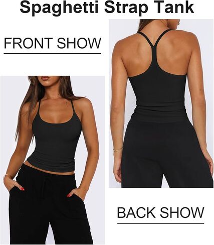 Women's Halter Tops Scoop Neck Spaghetti Strap Racerback Tank for Women Sexy Low Cut Ribbed Slim Fitted Workout Camisole Top in Kuwait
