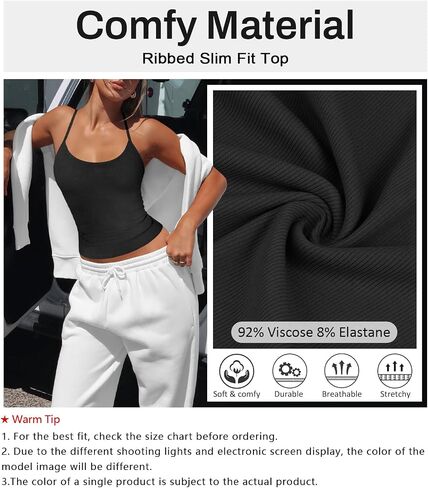 Women's Halter Tops Scoop Neck Spaghetti Strap Racerback Tank for Women Sexy Low Cut Ribbed Slim Fitted Workout Camisole Top in Kuwait