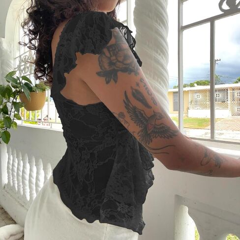 WYFC Lace Tops for Women Y2k Babydoll Tank Vintage Floral Going Out Shirt in Saudi Arabia