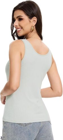 Orrpally Women Ribbed Tank Tops Built in Bra Basic Tank Top Sleeveless Undershirt Tank in Kuwait